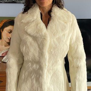 SOLD - Bebe White Fur Jacket With White Leather Details, Women's, Medium